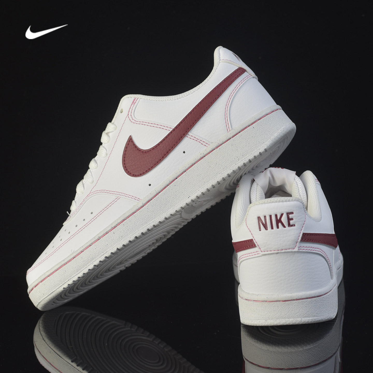 Nike耐克官方商场同款白红低帮板鞋男女情侣皮革休闲运动鞋IO9552