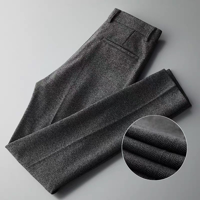 西裤男秋冬季毛呢料休闲裤男士直筒磨毛裤厚款商务西装裤子男修身