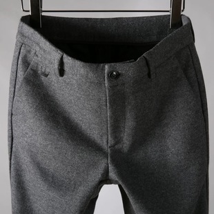 修身 厚款 商务羊毛呢长裤 男士 子 御寒保暖羊毛男裤 百搭休闲裤 冬季