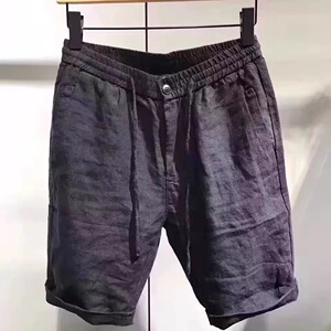 夏季亚麻五分短裤男纯色棉麻休闲