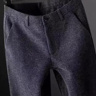 秋冬季高端毛呢西裤秋冬新款百搭韩版裤子男士直筒羊毛休闲裤