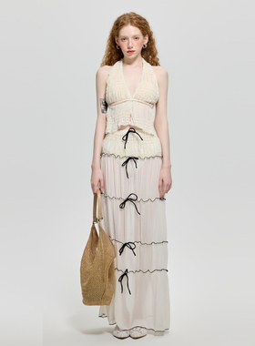 MUMUSIWM度假海边分体比基尼三家套遮肚显瘦温泉裙式泳衣女