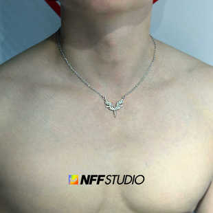 NFF天使之翼满钻项链小众原创设计精致细链拼接链锁骨链男女配饰