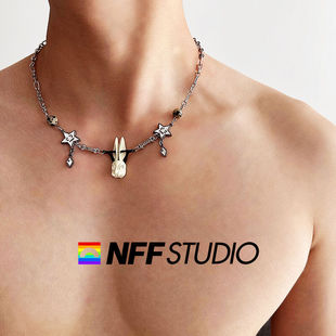 NFF高级设计感俏皮陶瓷小兔项链男潮嘻哈风情侣毛衣链女轻奢小众
