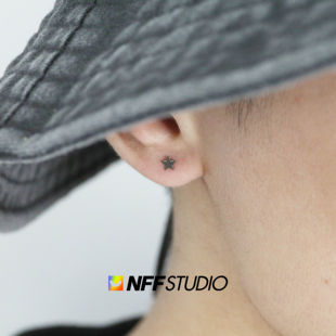 NFFs925纯银耳环男女黑色小众独特星星耳饰耳钉时尚个性款ins风