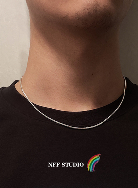 NFF简约气质银色蛇骨链男小众锁骨项链女钛钢蛇链嘻哈美式素链潮