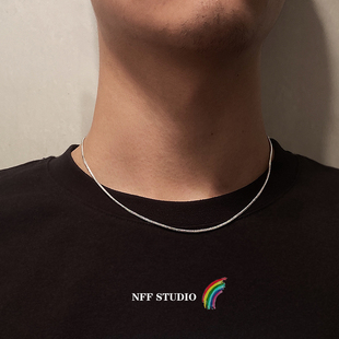 NFF简约气质银色蛇骨链男小众锁骨项链女钛钢蛇链嘻哈美式素链潮