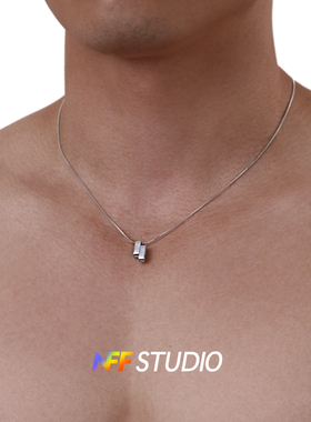 NFF钛钢阶梯几何项链男款潮牌小吊坠极简ins风锁骨链配饰高级感