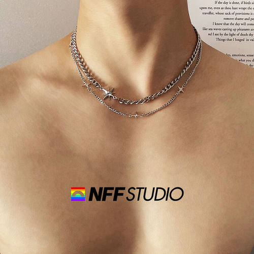 NFF双层星芒钛钢项链男轻奢高级