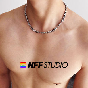 NFF复古图腾拼接古巴链高级感钛钢项链男设计感小众嘻哈潮锁骨链