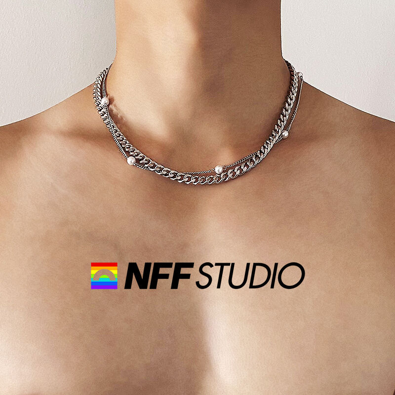 NFF钛钢珍珠双层嘻哈潮古巴项链