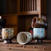 手彩高颜值咖啡杯创意陶瓷主人杯子办公家用复古日式 窑变茶杯水杯
