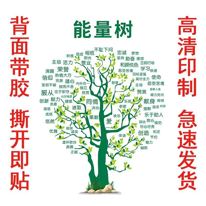 生命能量树教室墙贴贴画墙面壁纸积极树公司办公室文化墙布置装饰
