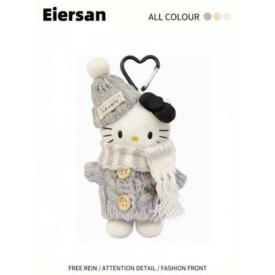 日本正版凯蒂猫毛绒帽围巾套装