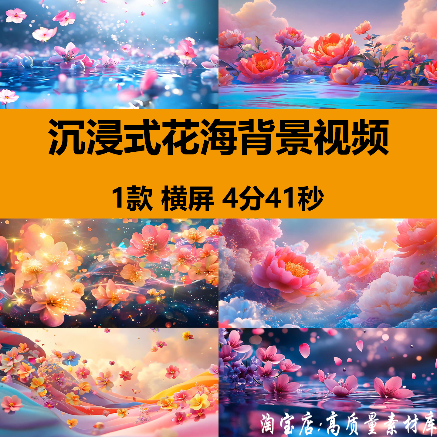 4K沉浸式梦幻唯美花海花朵浪漫婚礼舞台LED大屏幕背景视频VJ素材