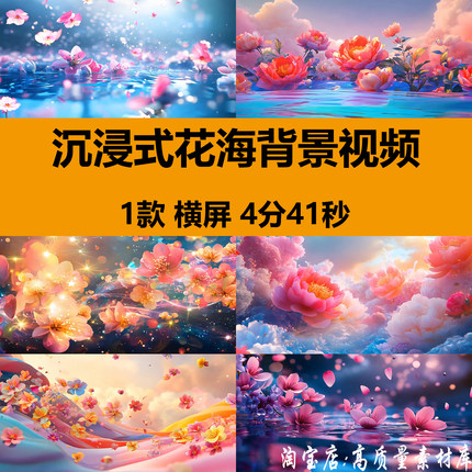 4K沉浸式梦幻唯美花海花朵浪漫婚礼舞台LED大屏幕背景视频VJ素材