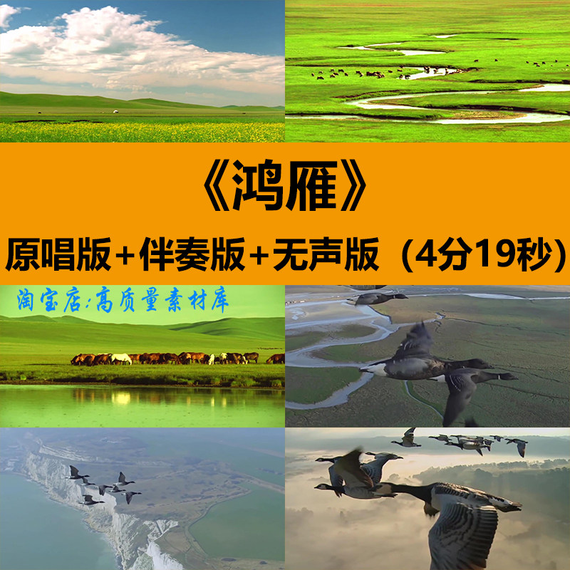 鸿雁降央卓玛歌曲伴奏草原大雁飞演出舞台LED大屏幕背景视频素材,商务/设计服务,设计素材/源文件,淘宝优惠券,粉丝福利购,淘宝优惠卷