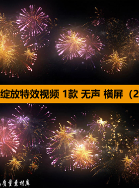 黑色夜空中绚丽多彩色烟花绽放特效Ae合成Pr剪辑高清背景视频素材