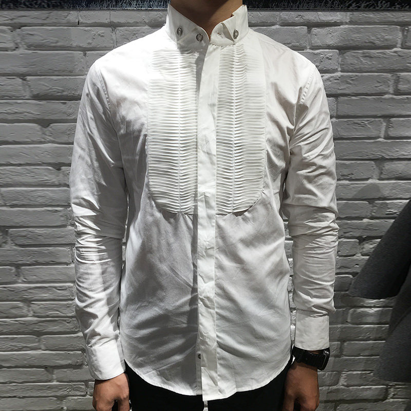g家 白色男士长袖衬衫