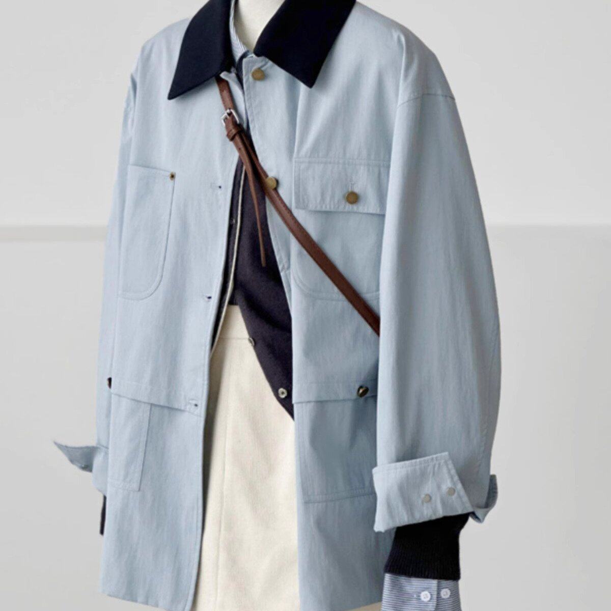 2024新款高级感宽松休闲中长款小个子风衣外套女春秋早秋工装短款