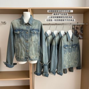 Hhyii 牛仔计划 复古水洗牛仔外套女新款韩版宽松休闲初秋短外套