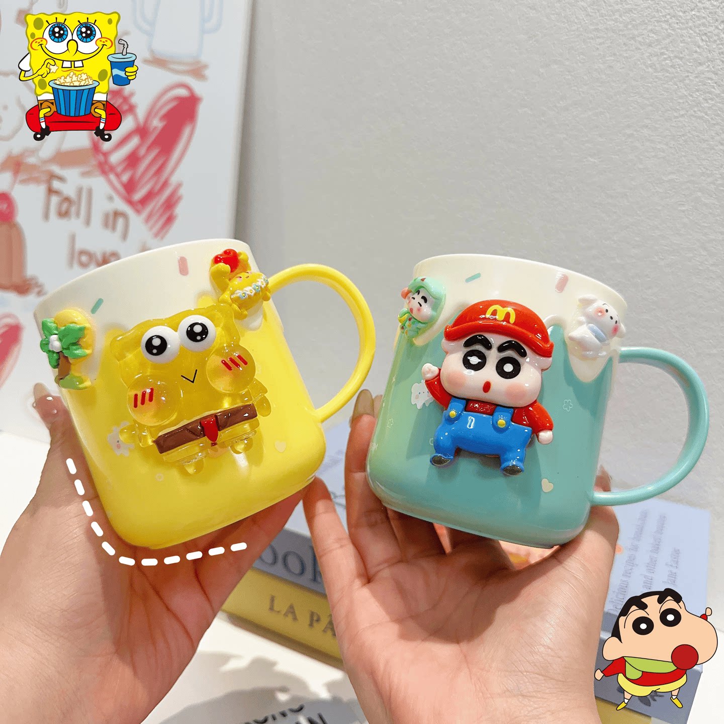 海绵宝宝可爱漱口杯儿童食品级pp材质防霉抗菌洗漱牙刷杯蜡笔小新