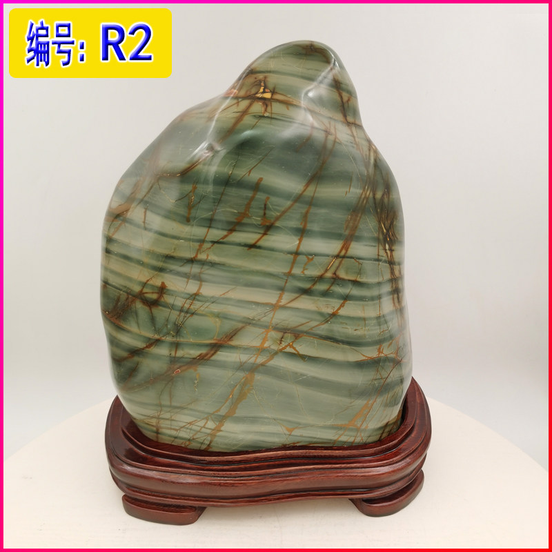 红石头打磨工艺品广东韶关乳源五彩石头观赏奇石家居办公室摆件R