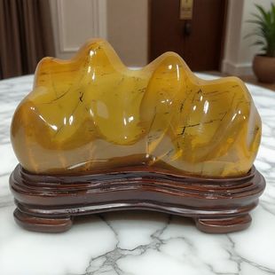 广东韶关乳源彩石头土黄色山峰SF山形假山型状家居办公桌摆件A51