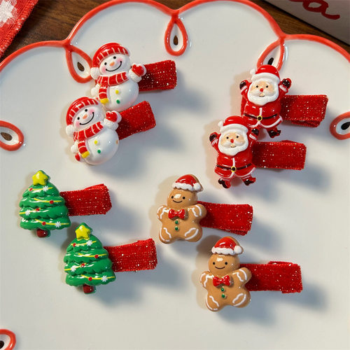 圣诞红丝绒麋鹿刘海夹