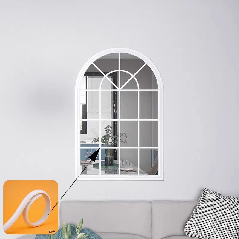 a法式格子窗装饰条自粘美边线改造玻璃腰线pv半圆塑料拱形条pu