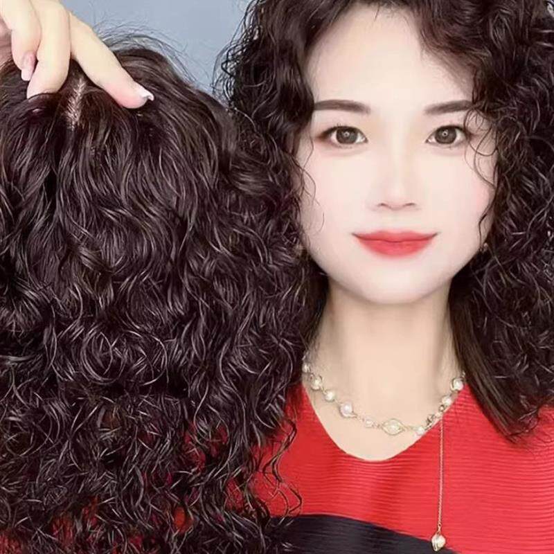 覆盖白发女性卷发覆盖中老年人卷发轻薄新卷发无缝妈妈羊毛假发贴