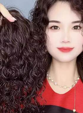 覆盖白发女性卷发覆盖中老年人卷发轻薄新卷发无缝妈妈羊毛假发贴