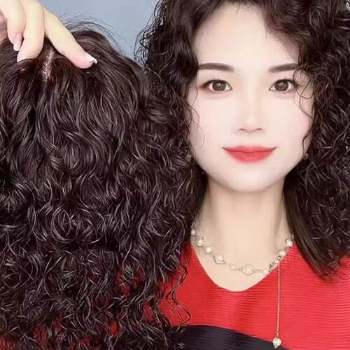 覆盖白发女性卷发覆盖中老年人卷发轻薄新卷发无缝妈妈羊毛假发贴