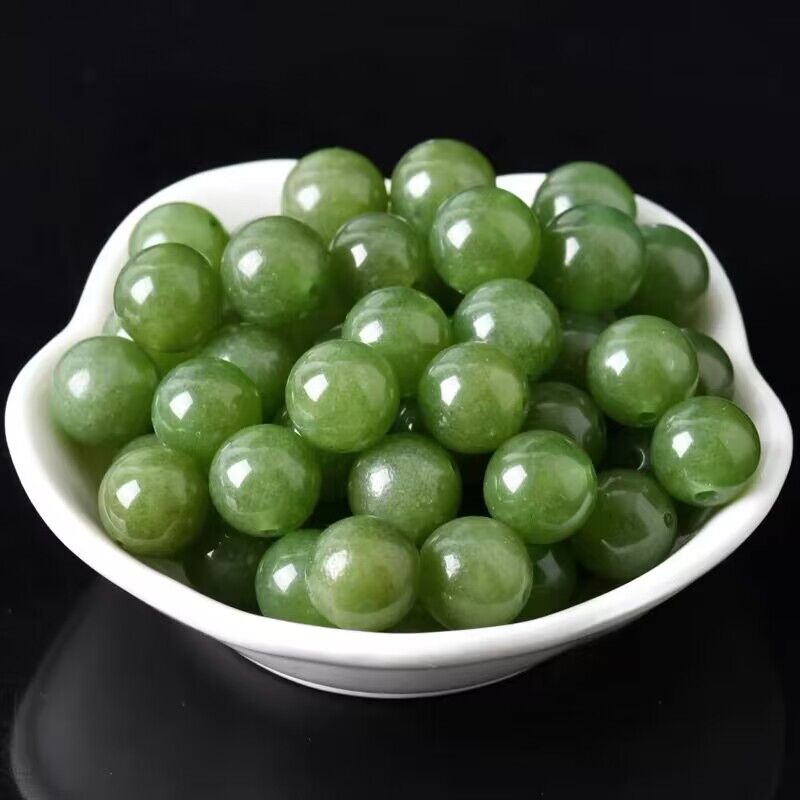 和田玉晴水料散珠子且末蓝手链