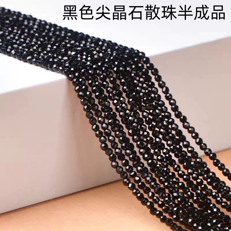 黑色尖晶石切面刻面散珠diy手链配件材料锁骨链项链半成品串珠