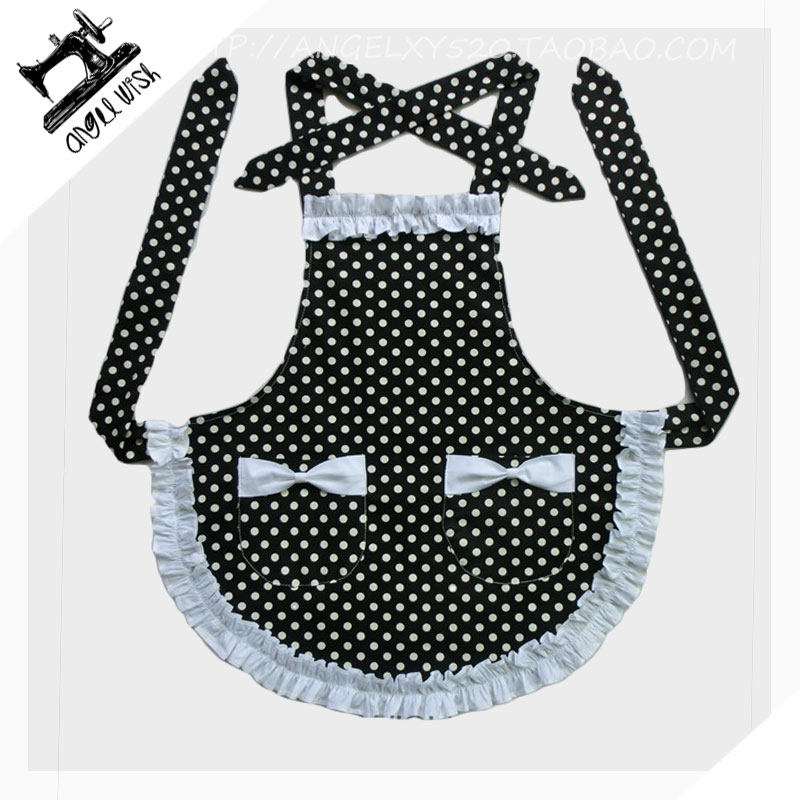 时尚纯棉画画衣韩版可爱公主围裙 儿童饭兜爱心花边围裙波点 保障