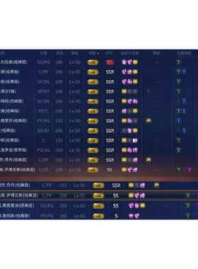 nba2kol账号玫瑰SS经典麦迪 SS经典萨博 经典詹姆斯 UR经典利拉德
