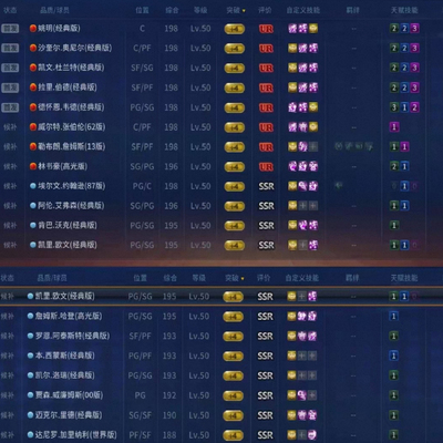 nba2kol账号美航 UR经典姚明 UR经典奥尼尔伯德杜兰特韦德萨博