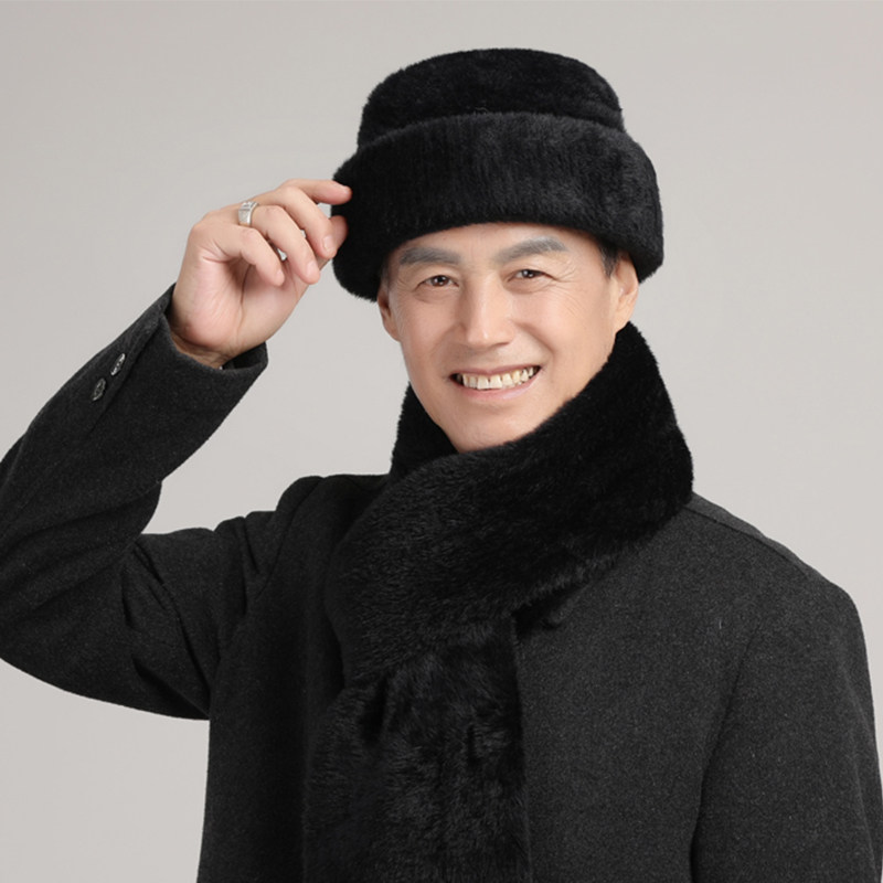 男冬保暖仿水貂毛春秋老头帽帽子