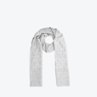 GUCCI/古驰女士双G双面织花真丝围巾165904