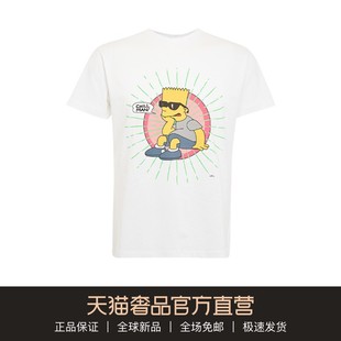 off white 白色全棉后背箭头辛普森家庭印花男士短袖T恤