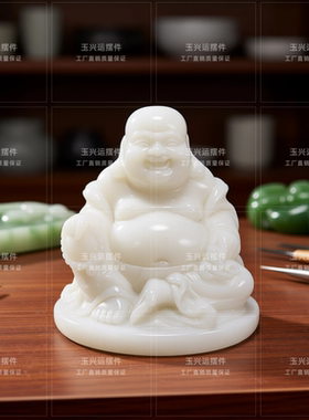 白玉弥勒佛摆件笑口常开招财纳福