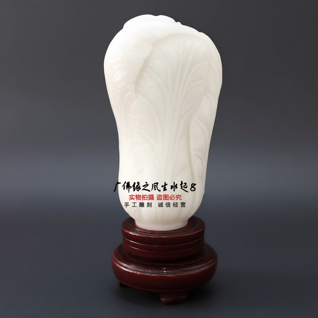 天然白玉白菜摆件招财百财如意客厅玄关办公室开业乔迁玉石礼品