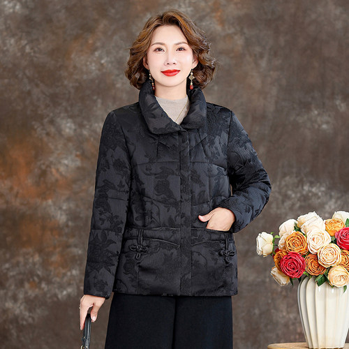 妈妈高端品牌鹅绒服女官方旗舰店2025冬季新中式国风羽绒服短外套