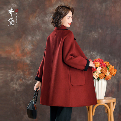 今年流行双面羊绒呢子大衣女爆款高级感2025冬季红色羊毛呢子外套