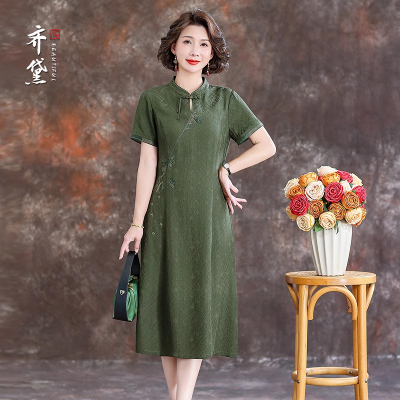 齐黛香云纱连衣裙高端奢华大牌2025新款新中式改良旗袍妈妈真丝裙