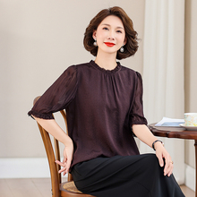 冠乐绉香云纱上衣女夏季透气真丝桑蚕丝年轻款妈妈小衫2025新款