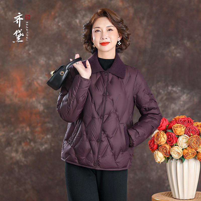 齐黛原创设计妈妈冬天羽绒服女2025冬季新款加厚洋气减龄90绒外套