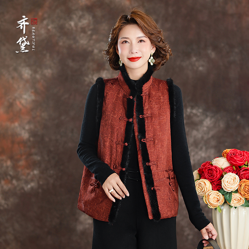 齐黛高端品牌鹅绒服马甲女2025新款妈妈羽绒服冬装坎肩背心短外套