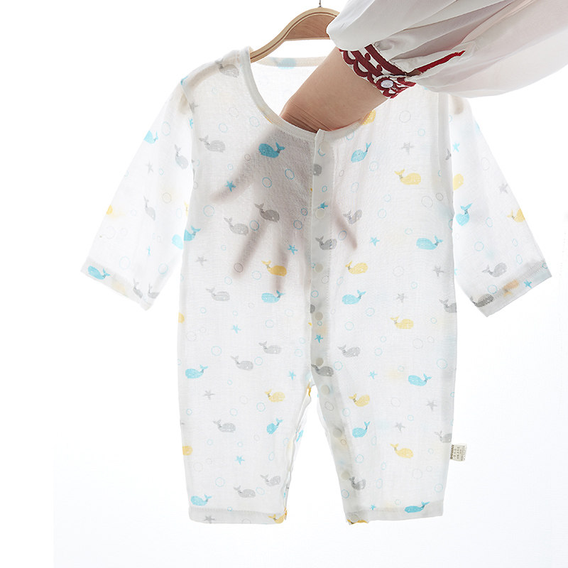 婴儿连体衣夏季超薄款新生儿衣服纯棉夏天长袖空调小宝宝纱布睡衣在类目 童装/婴儿装/亲子装, 连身衣/爬服/哈衣中 - 来自Buy2taobao.com提供专业的淘宝代购服务